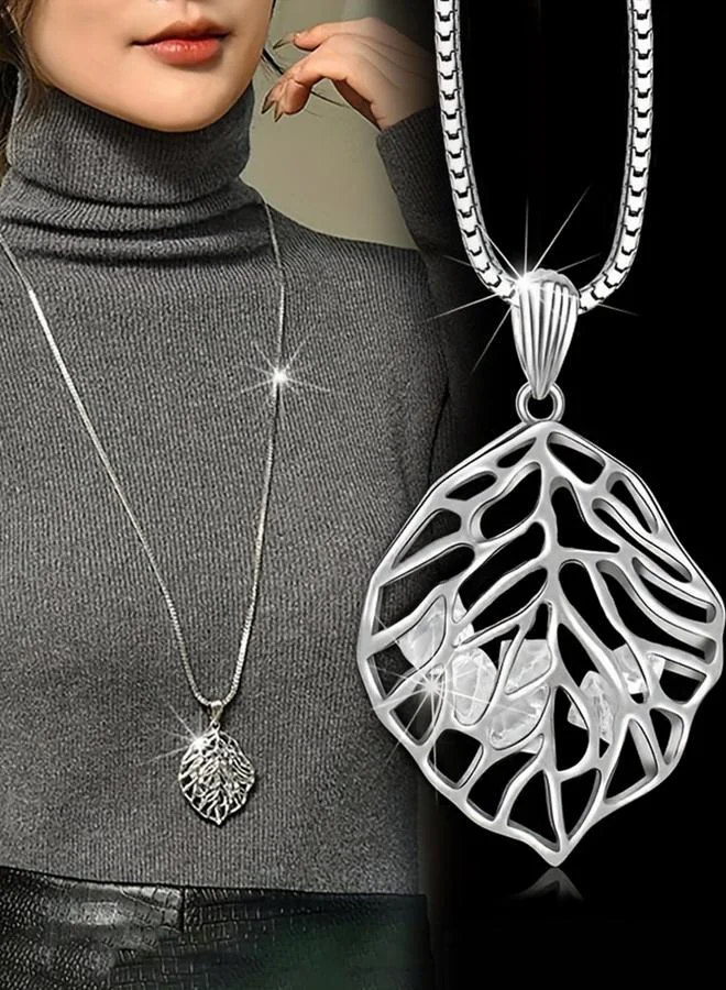 Take Two  Women Silver Leaf Pendant Necklace for Women | Best Price UAE